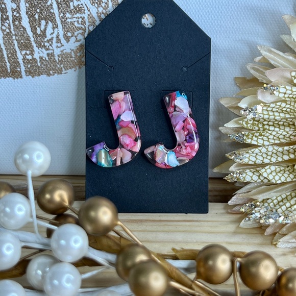 Colorful Initial J Earrings - Picture 1 of 1